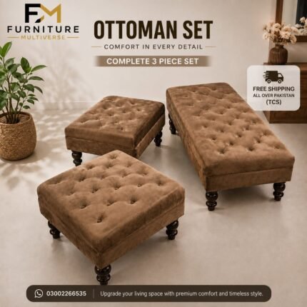 4 Seater Ottoman Sofa Set Velvet Puffy Sofa