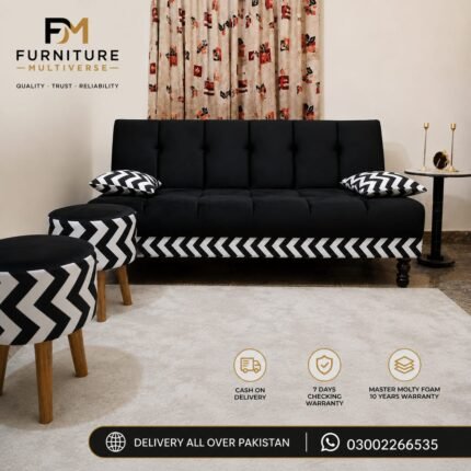 3 Seater Sofa Cum Bed with 2 Stools