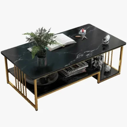 Rectangular Coffee Table with Gold Frame