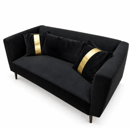 2 Seater Modern Sofa with Gold Accents