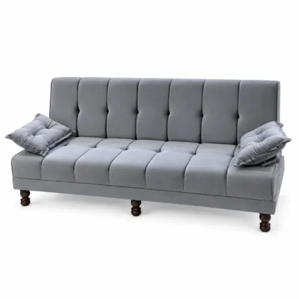 3 Seater Velvet Sofa Cum Bed with 2 Cushions